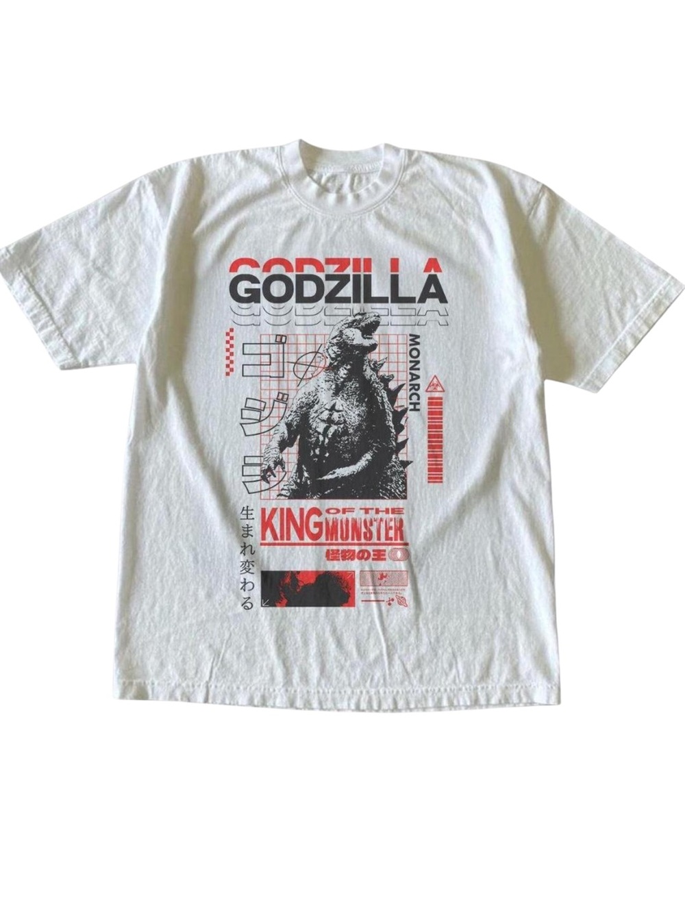 Godzilla King Of The Monsters Japanese White Graphic T-Shirt